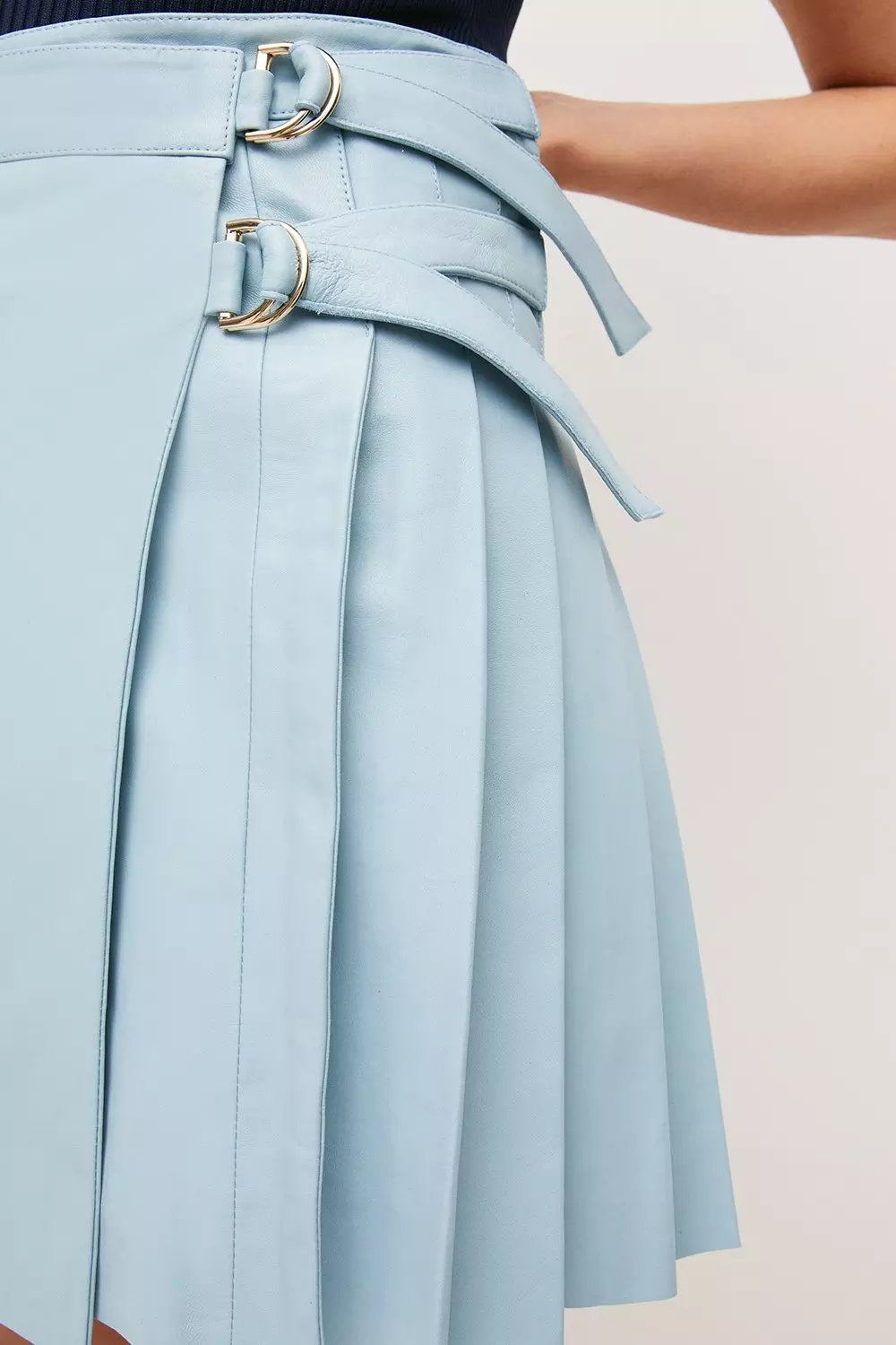 Blue pleated skirt xl sales